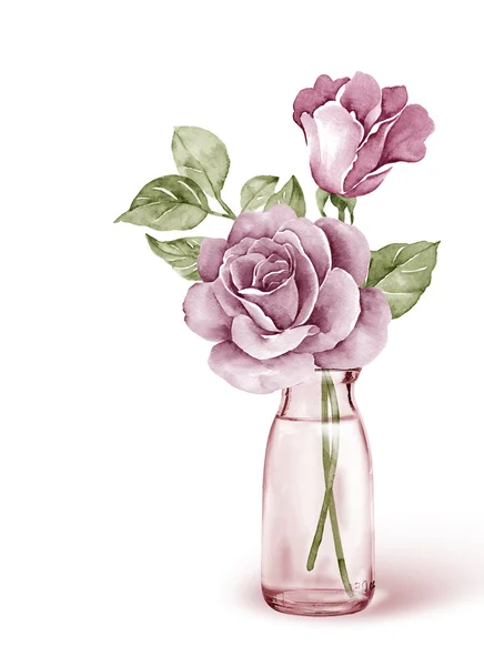 Aquarell Illustration Blume in einfachen weißen Hintergrund — Stockfoto