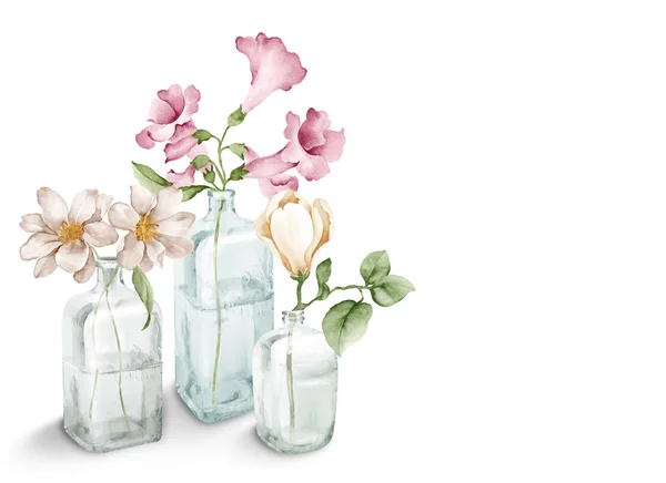 Acuarela flor ilustración en fondo blanco simple — Foto de Stock