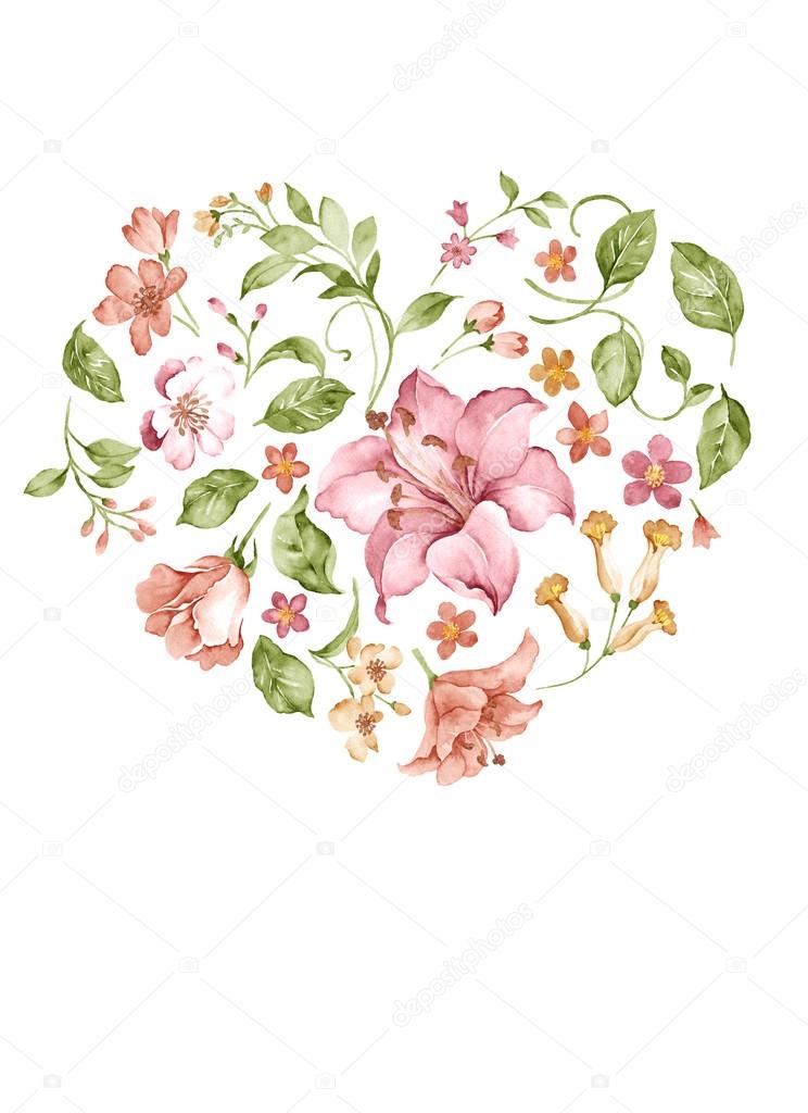 Watercolor illustration flower in simple white background
