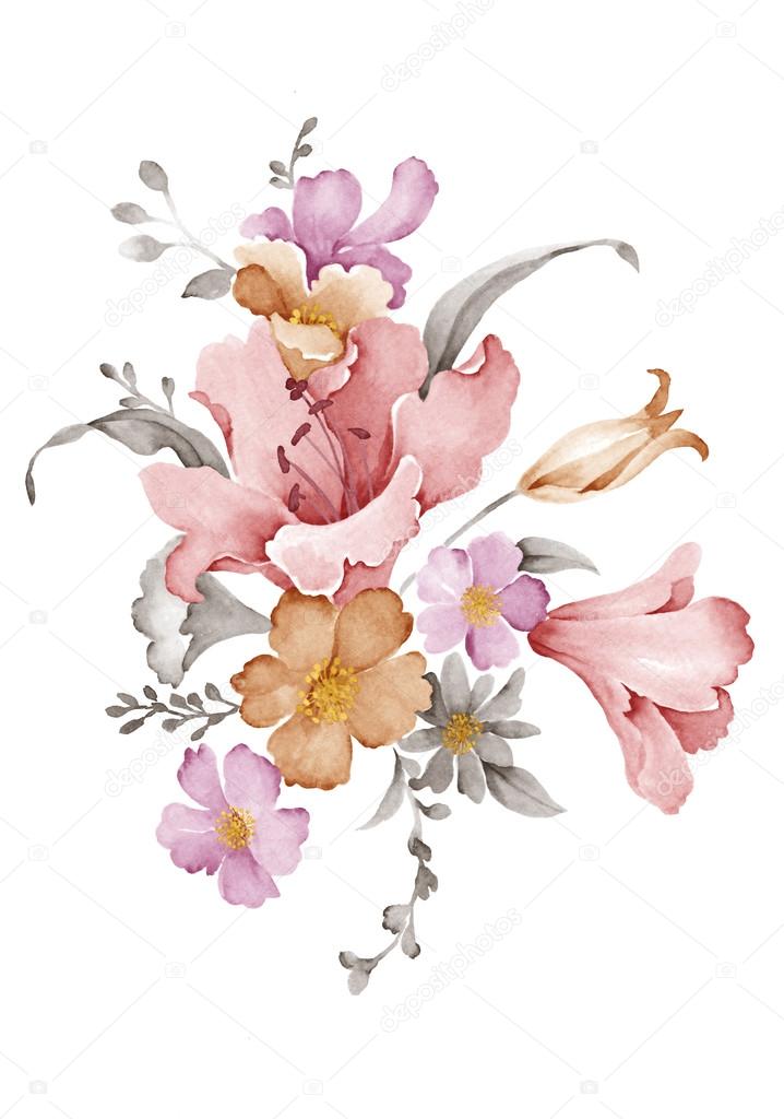 Watercolor illustration flower in simple white background