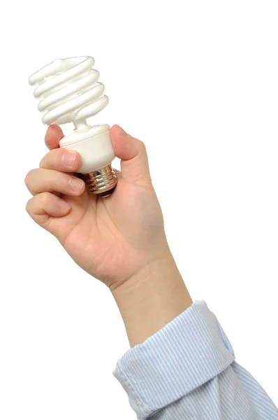 Business holds bulb — Stock Photo, Image