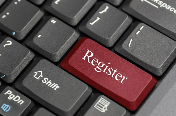 Регистрация на клавиатуре — стоковое фото