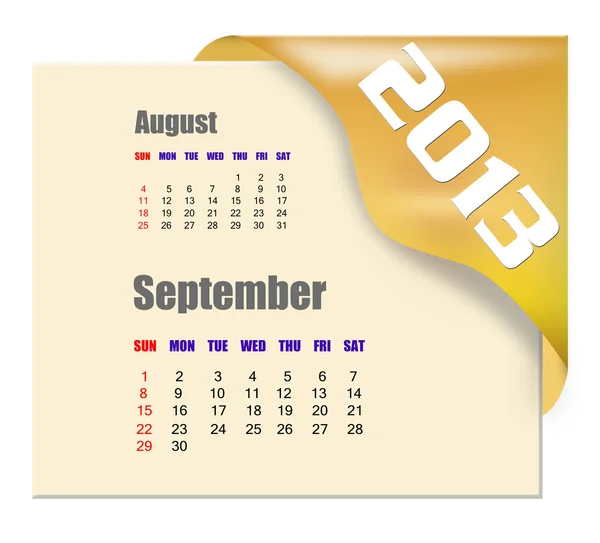 2013 Calendario de septiembre —  Fotos de Stock