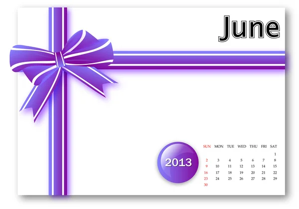 Kalendář červen 2013 — Stock fotografie