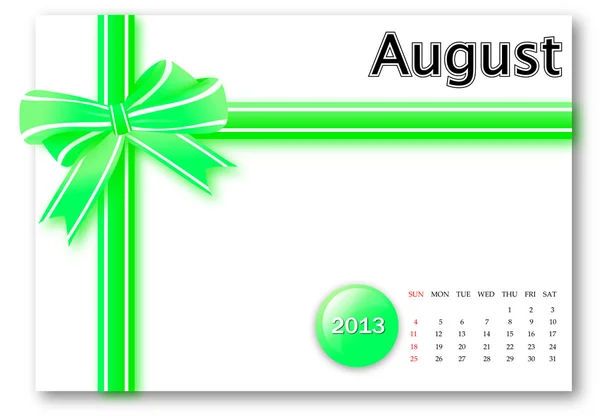 Augusti i 2013-kalendern — Stockfoto