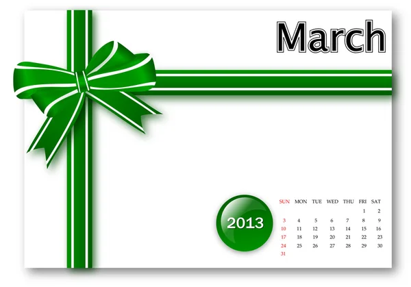 March of 2013 calendar — Stock Photo, Image