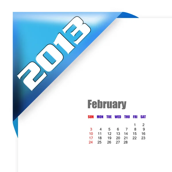 2013 Calendario de febrero —  Fotos de Stock