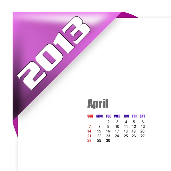 2013 april kalender — Stockfoto