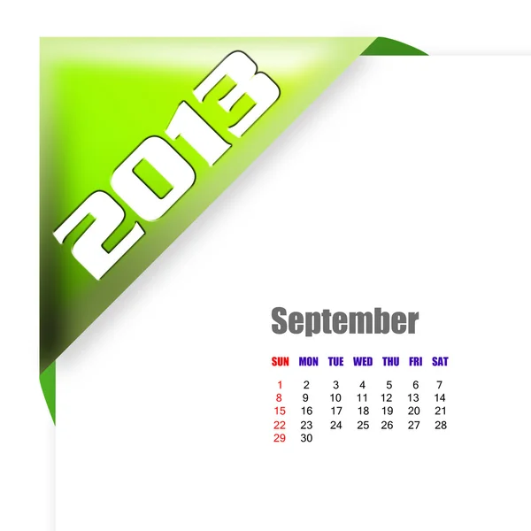 Calendário de setembro 2013 — Fotografia de Stock