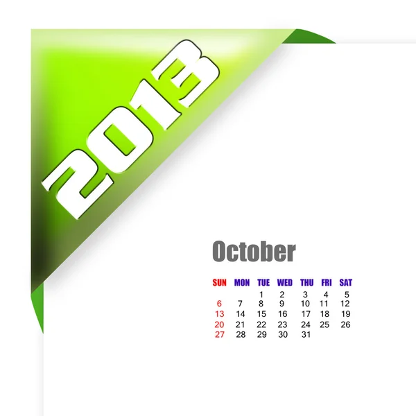 Oktober-Kalender 2013 — Stockfoto