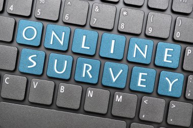Online survey on keyboard clipart