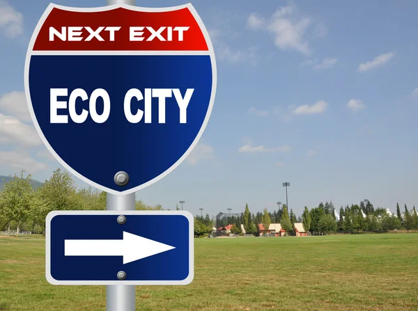 Eco city road sign — Stock Photo, Image