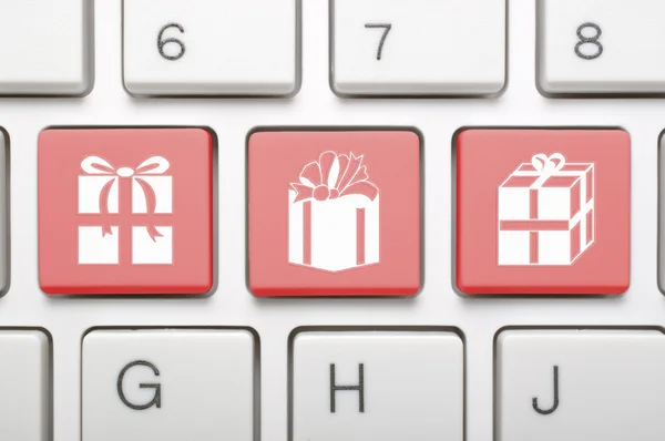 Gift symbol on keyboard — Stock Photo, Image