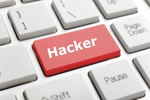Hacker on keyboard — Stock Photo, Image