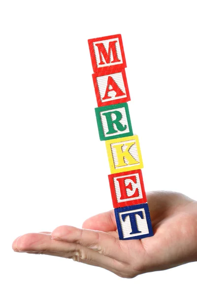Hand holding market word — Stock Photo, Image