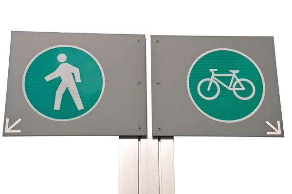 Велосипедный и пешеходный дорожный знак — стоковое фото