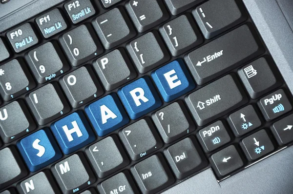 Compartir en el teclado — Foto de Stock