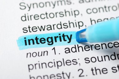 Integrity highlighted in dictionary