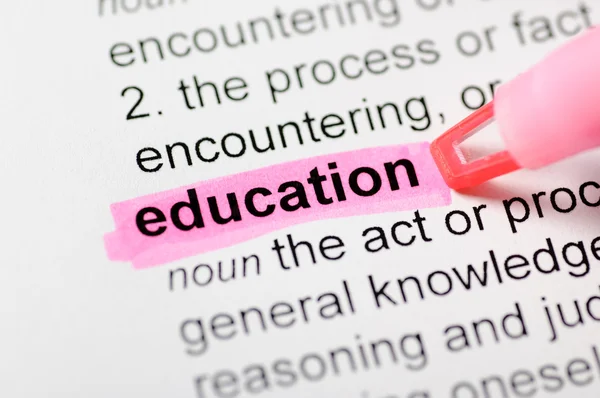 Education highlighted in dictionary — Stok fotoğraf