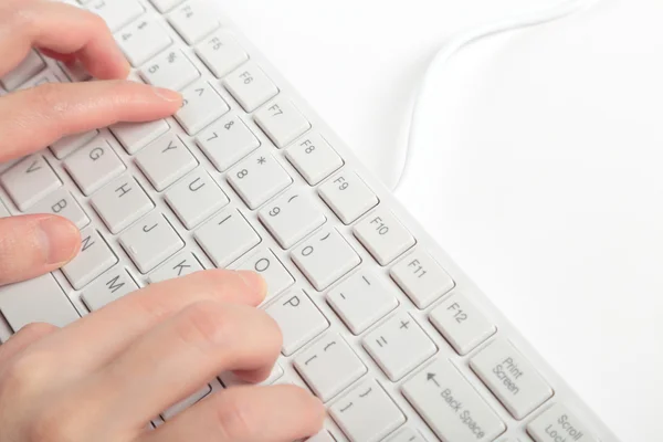 Geschäftsfrau tippt Tastatur — Stockfoto