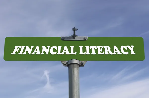 Financial literacy road sign — Stock Photo, Image