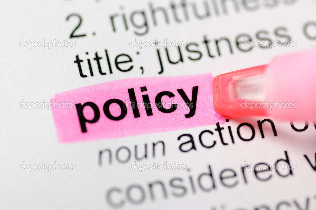 Pink marker on policy word