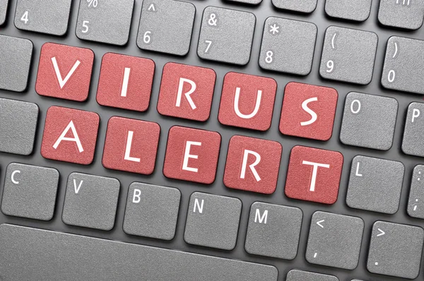 Chave de alerta de vírus no teclado — Fotografia de Stock