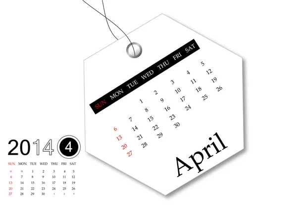 Abril de 2014 calendário — Fotografia de Stock