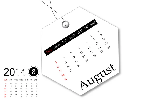 August of 2014 calendar — Stock Photo, Image