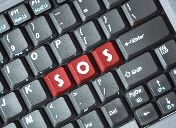 SOS op toetsenbord — Stockfoto