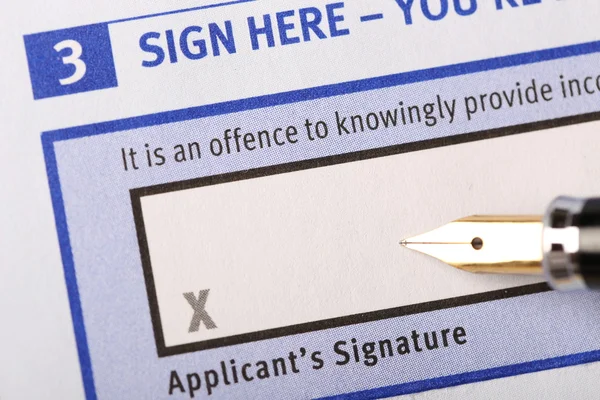 Applicant's signature — Stock Photo, Image