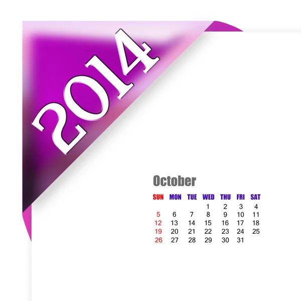 Calendario octubre de 2014 —  Fotos de Stock