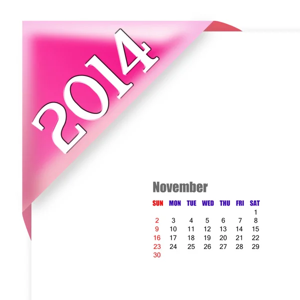 November of 2014 calendar — Stock Photo, Image