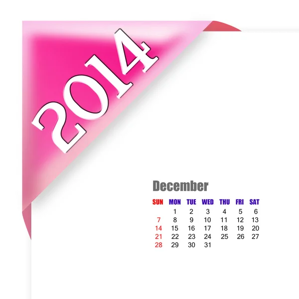 December av 2014 kalender — Stockfoto