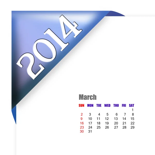 March of 2014 calendar — Stock Photo, Image