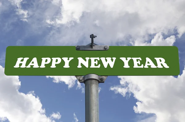 Happy new year road sign — Stock Photo, Image