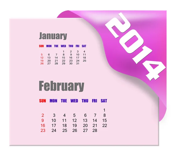 2014 February calendar — Stock Photo, Image