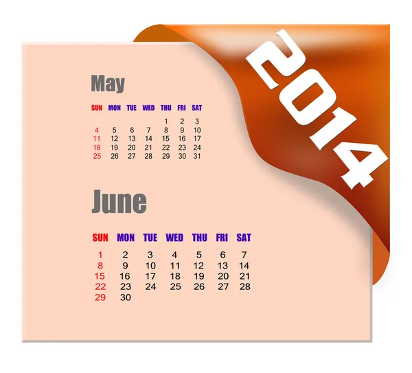 Juni-Kalender 2014 — Stockfoto