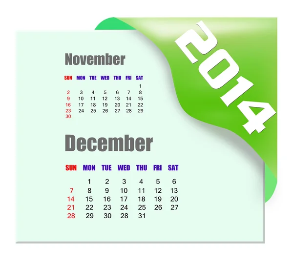 2014. december naptár — Stock Fotó