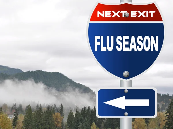 Señal de tráfico de temporada de gripe — Foto de Stock