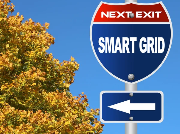 Smart grid road sign — Stock Photo, Image