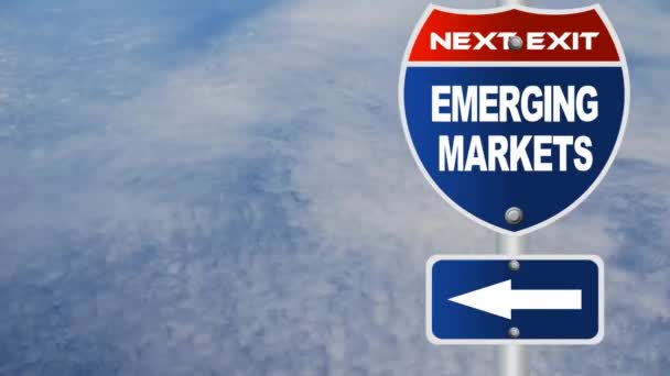 Emerging markets road sign — Stock Video