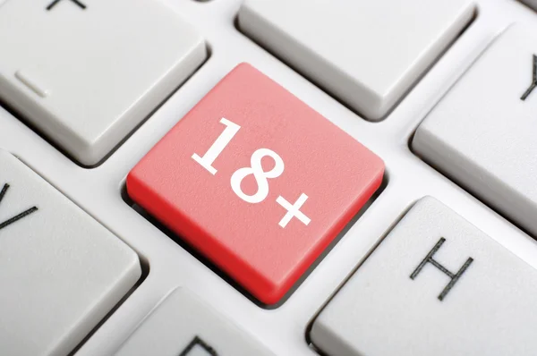 Eighteen plus on keyboard — Stock Photo, Image