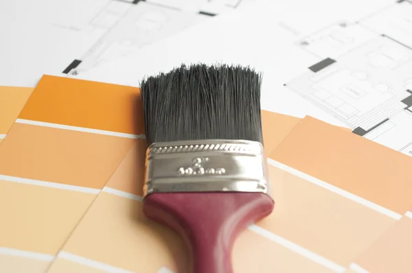 Prepares the architectural paint color for new home — Stock Photo, Image