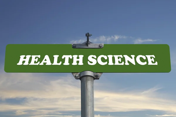 Vegskilt for helsevitenskap – stockfoto