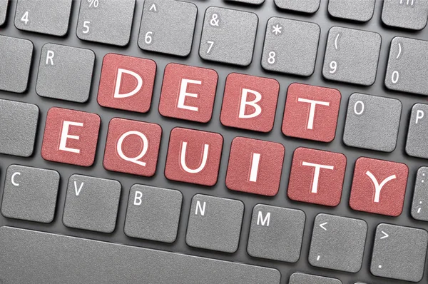 Debt equity on keyboard — Stock Photo, Image