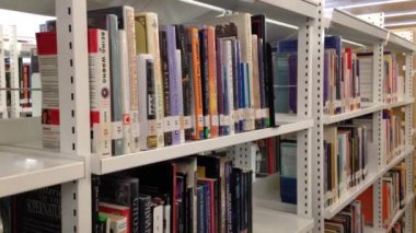 kız öğrenci alarak kitap kütüphane raf