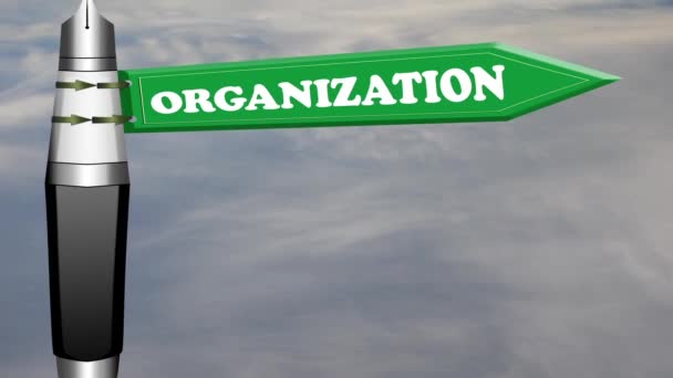 Οργάνωση πινακίδα με ρέοντας σύννεφα — Αρχείο Βίντεο