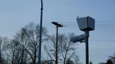 The motion of the speed camera with a dark sky background