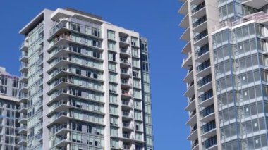 The motion of construction of a new high-rise building in a city with 4k resolution